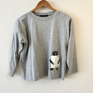 Yoshi Kondo Paris Womens Gray Bear Graphic Patch Pocket Size M Novelty